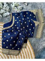 Soft Milan Silk Royal Blue Wedding Wear Embroidery Work Readymade Blouse